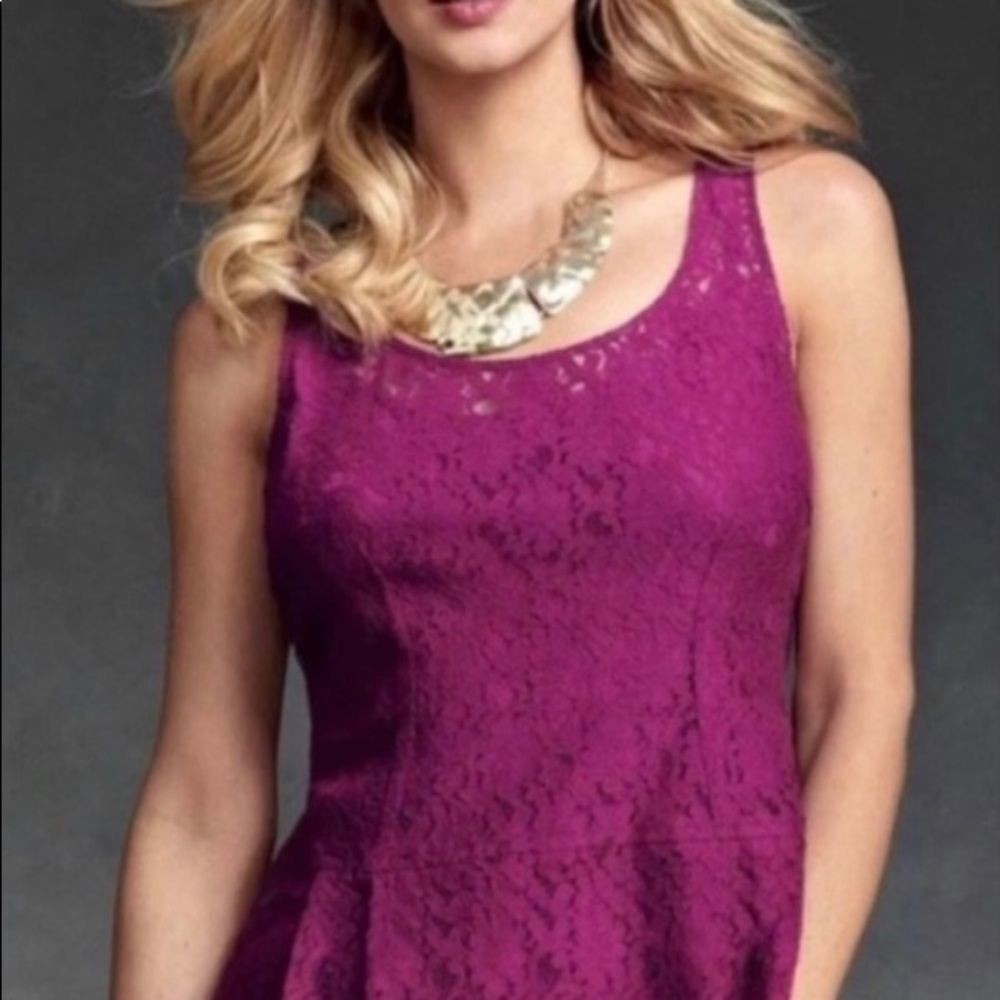 Cabi Lace Sleeveless Peplum Top Size Medium
